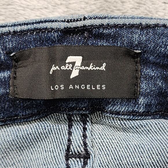 7 For All Mankind 7FAM Jeans Womens 24 Blue Dark Wash Faded High Rise Skinny - Picture 6 of 14